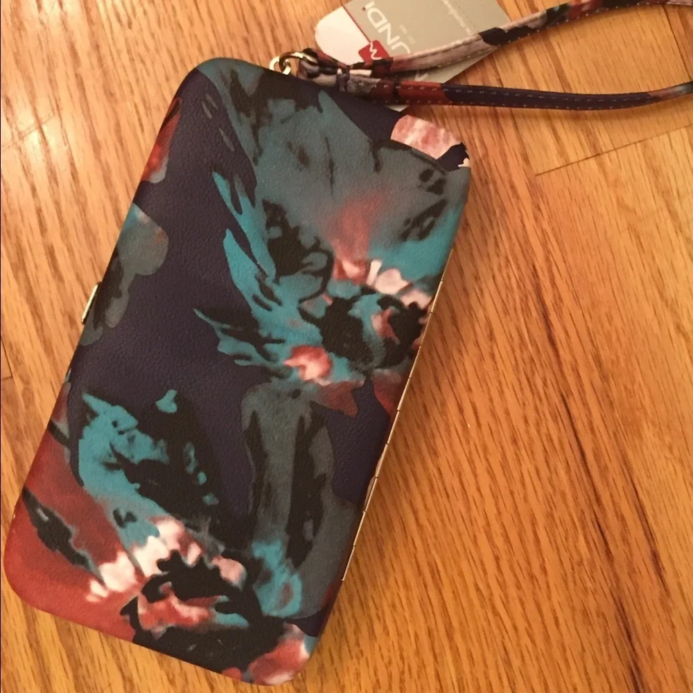 Mundi Cell Phone Wristlet -Purple Floral NWT -